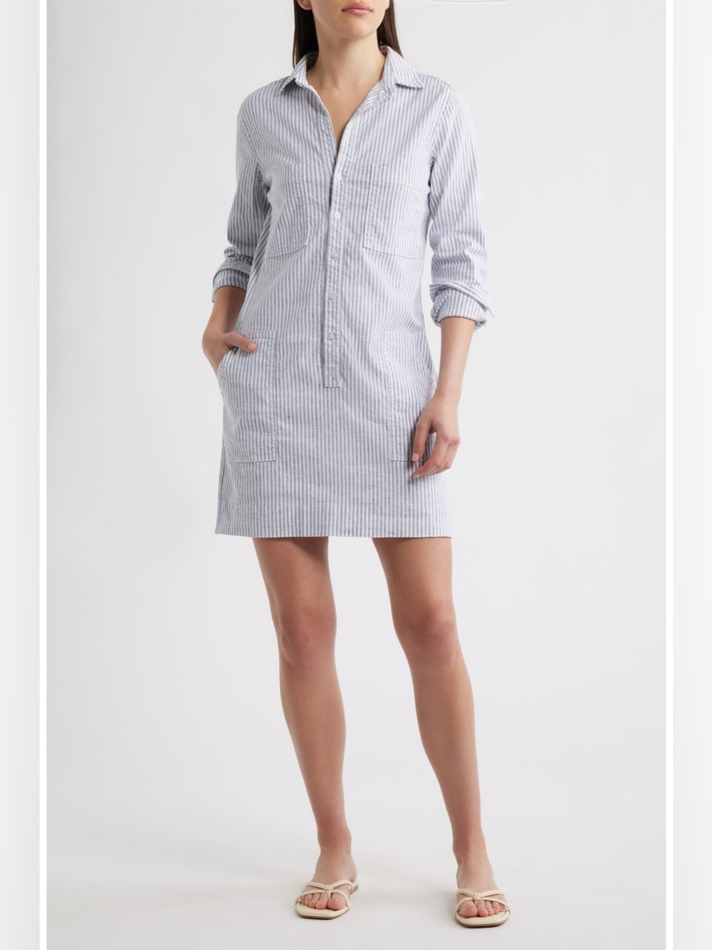 NWOT Frank & Eileen Ireland Stripe Long Sleeve Utility Shirtdress